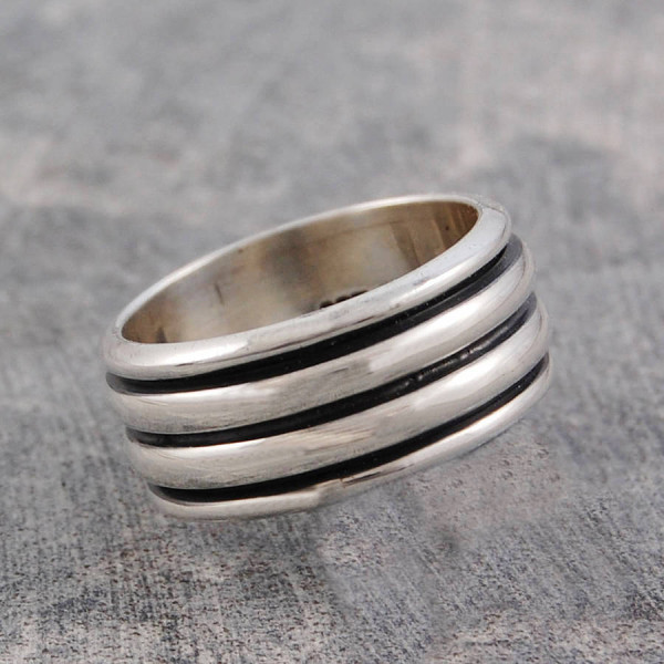 Mens Sterling Silver Spinning Personalised Ring - AMAZINGNECKLACE.COM