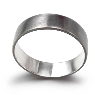 Sterling Silver Oxidized Flat Wedding Band Personalised Ring - AMAZINGNECKLACE.COM