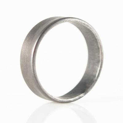 Sterling Silver Oxidized Flat Wedding Band Personalised Ring - AMAZINGNECKLACE.COM