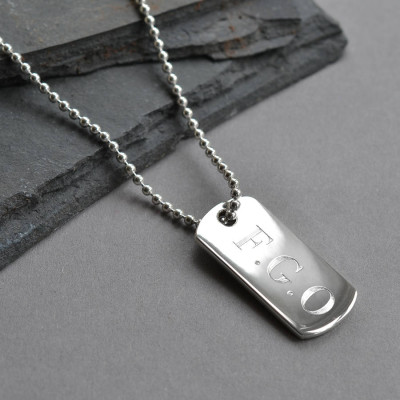 Sterling Silver Solid Dog Tag Personalised Necklace - AMAZINGNECKLACE.COM