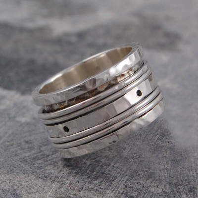 Sterling Silver Spinning Band Personalised Ring - AMAZINGNECKLACE.COM