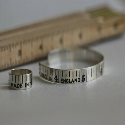 Etched Silver Vintage Style Tape Measure Personalised Ring - AMAZINGNECKLACE.COM