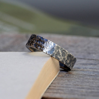Personalised Textured Wedding Band In Oxidised Silver - AMAZINGNECKLACE.COM