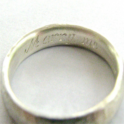 Thin Sterling Silver Hammered Personalised Ring - AMAZINGNECKLACE.COM