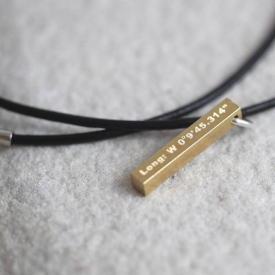 Tiny Leather And Raw Brass Coordinate Personalised Necklace - AMAZINGNECKLACE.COM