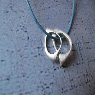 U And Me2 Infinity Silver Pendants On Leather - AMAZINGNECKLACE.COM