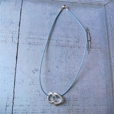 U And Me2 Infinity Silver Pendants On Leather - AMAZINGNECKLACE.COM