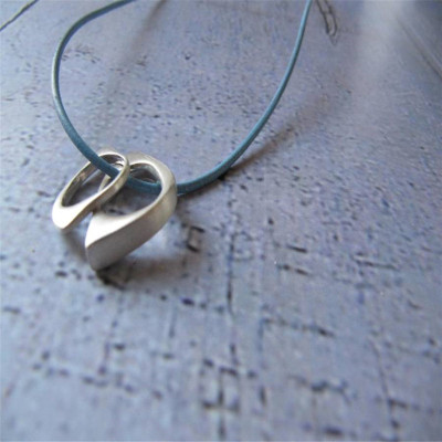 U And Me2 Infinity Silver Pendants On Leather - AMAZINGNECKLACE.COM