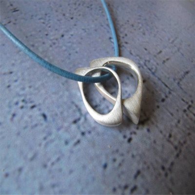 U And Me2 Infinity Silver Pendants On Leather - AMAZINGNECKLACE.COM