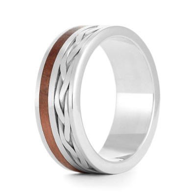 Wood Personalised Ring Weave Three - AMAZINGNECKLACE.COM