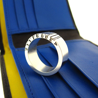 Wide Silver Barcode Personalised Ring - AMAZINGNECKLACE.COM