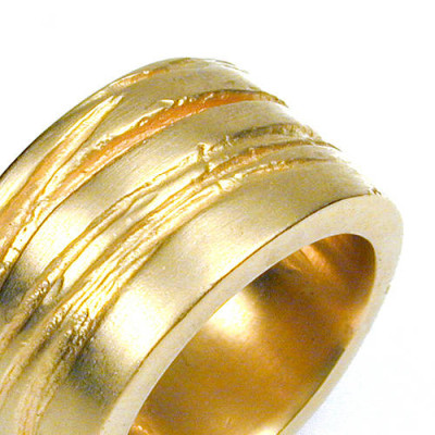 Wide Silver Texture Bound Personalised Ring In 18ct Gold Plated - AMAZINGNECKLACE.COM