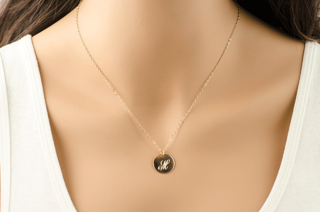 Monogram Necklace - Bridesmaid Gift - Wedding Party - Name Necklace - Initial Silver Gold