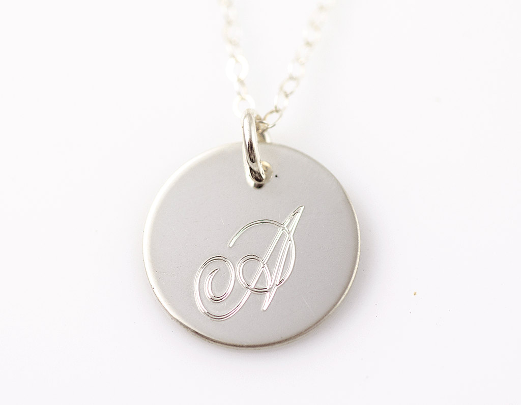Monogram Necklace - Bridesmaid Gift - Wedding Party - Name Necklace - Initial Silver Gold