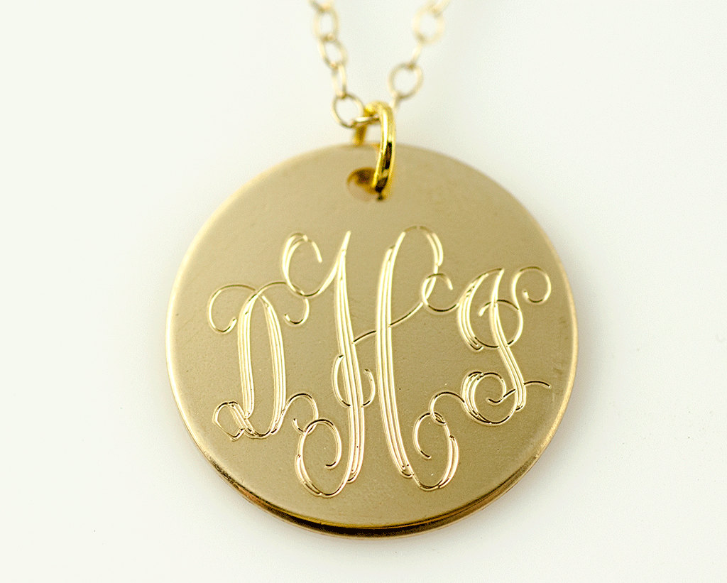 Monogram Necklace - Bridesmaid Gift - Wedding Party - Name Necklace - Initial Silver Gold