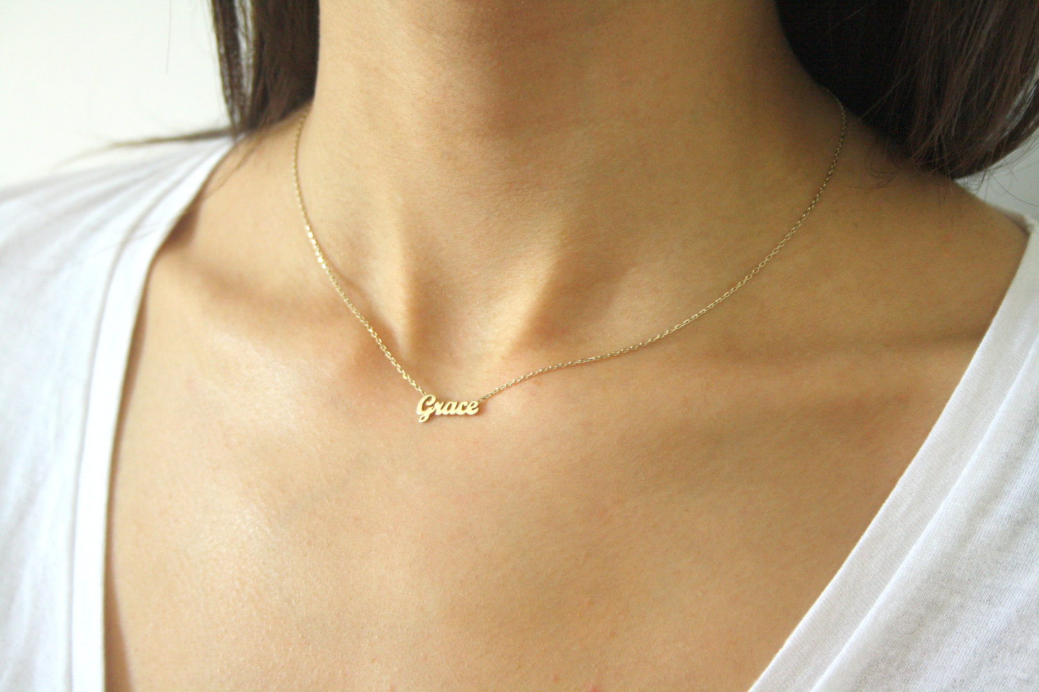 14K Gold Tiny Name Necklace Personalized Gold Name Necklace