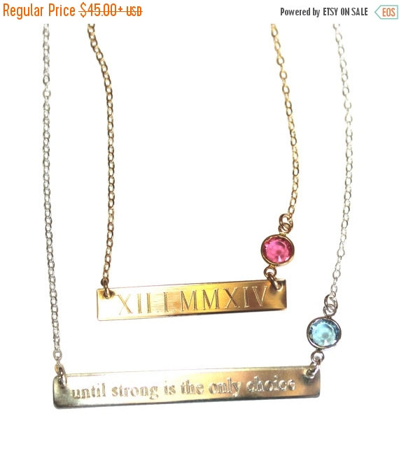 Birthstone Necklace Bar Necklace Name Necklace Personalized