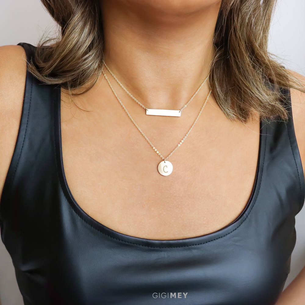 Silver and gold necklace layered sales
