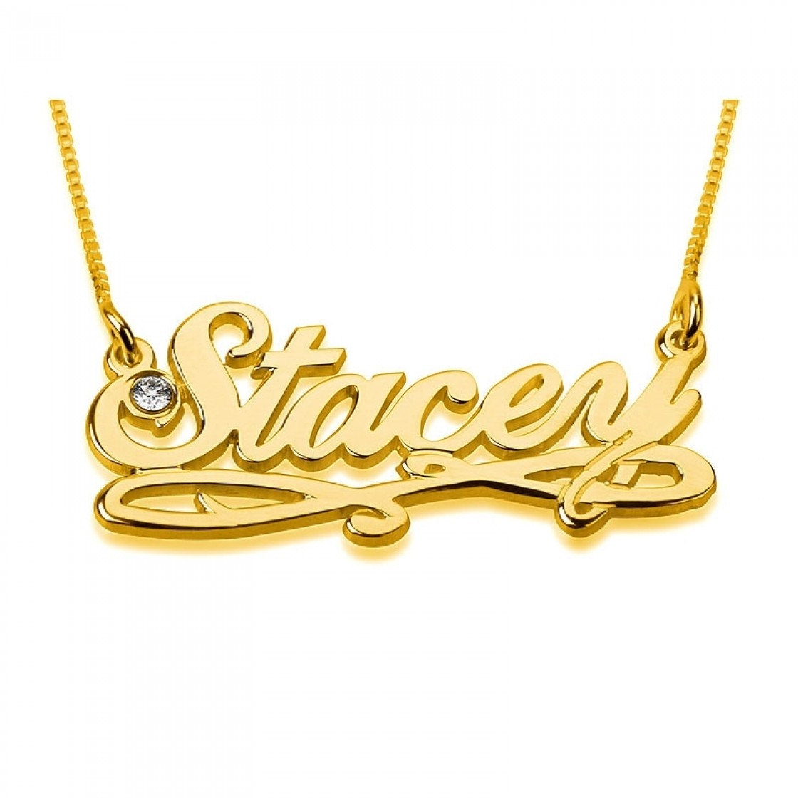 Name On Necklace Gold Name Chain Gold Swarovski Crystal Name