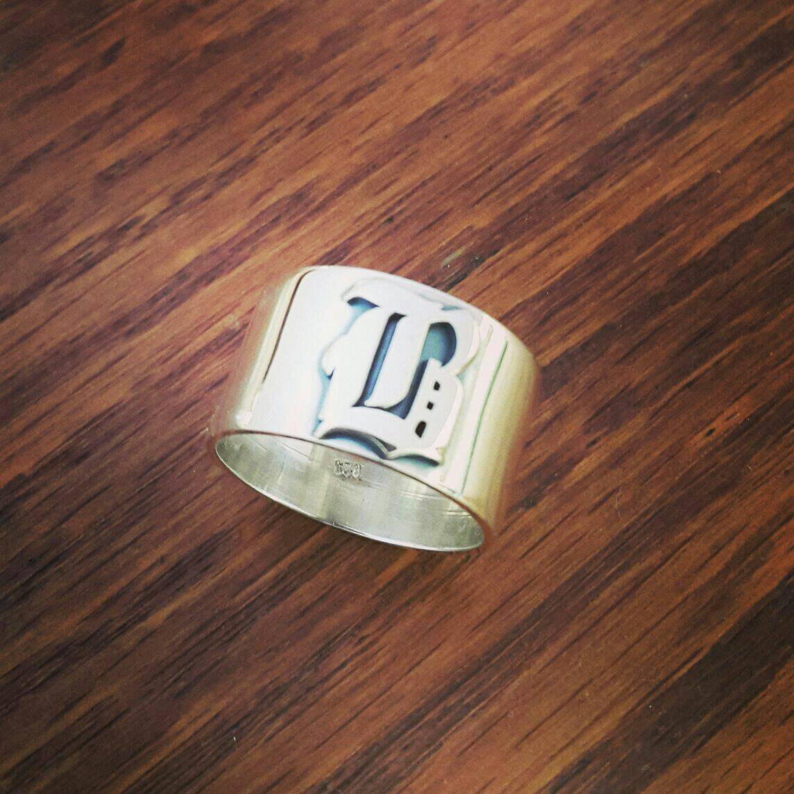 Personalized Name Ring, Initial Ring, Men's Gothic Ring, Old