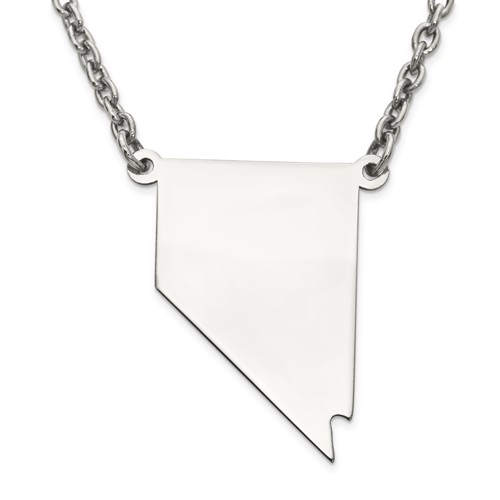 18k Yellow or White Gold Sterling Silver or Gold Plated Silver Nevada NV State Map Name Necklace Personalized Engraved Monogram CMZ415