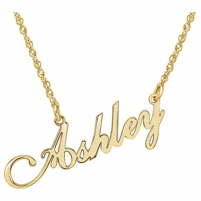 18k gold Script Nameplate necklace