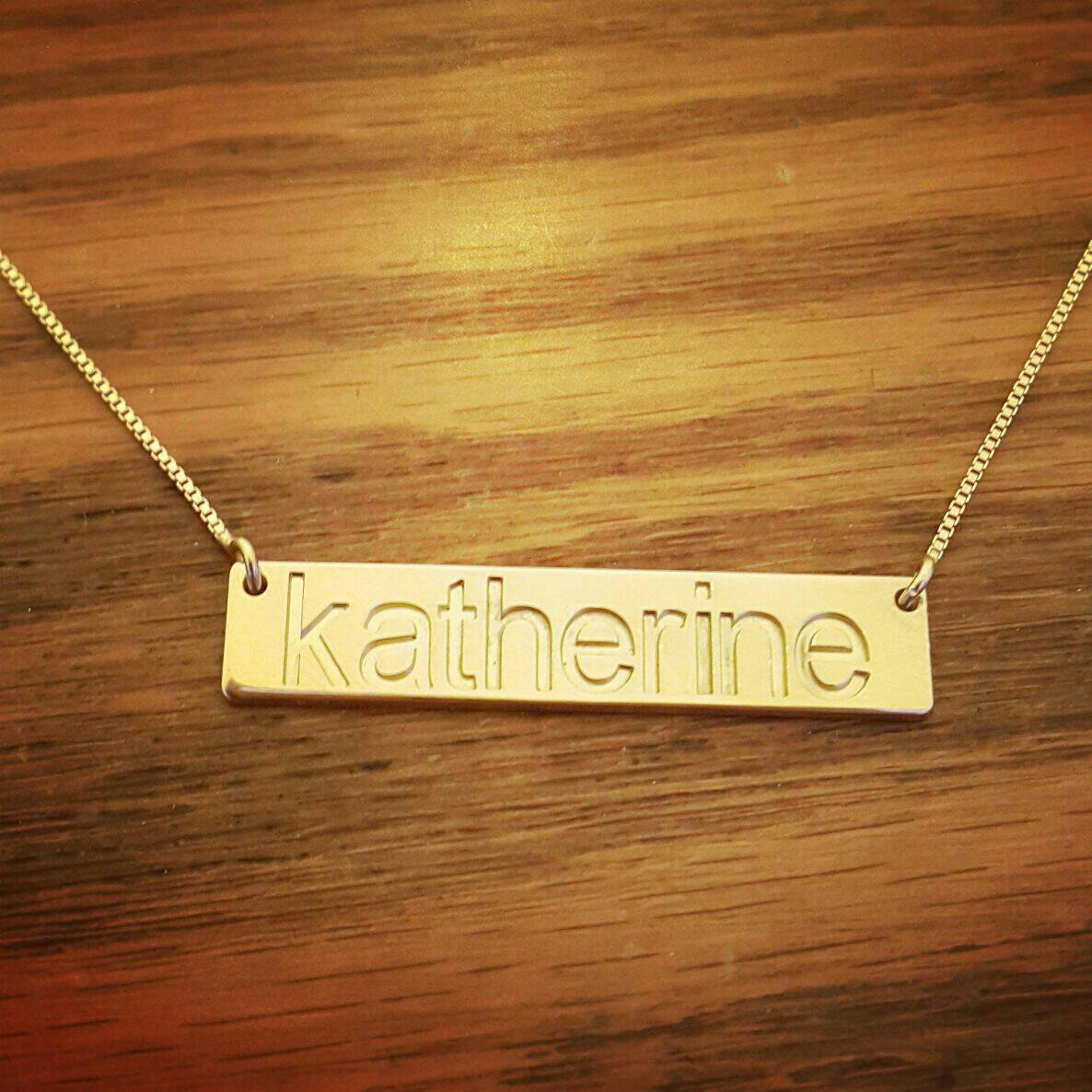 18k Gold Bar Necklace/ Gold Bar Name Necklace / Pure Gold Bar Necklace / Personalized Gold Bar necklace / My Name Necklace / Real Gold
