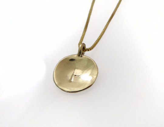 18k gold necklace. Initial pendant. Letter charm necklace. Personalized necklace. Gold pendant necklace. initial necklace.Gift ideas (403B)
