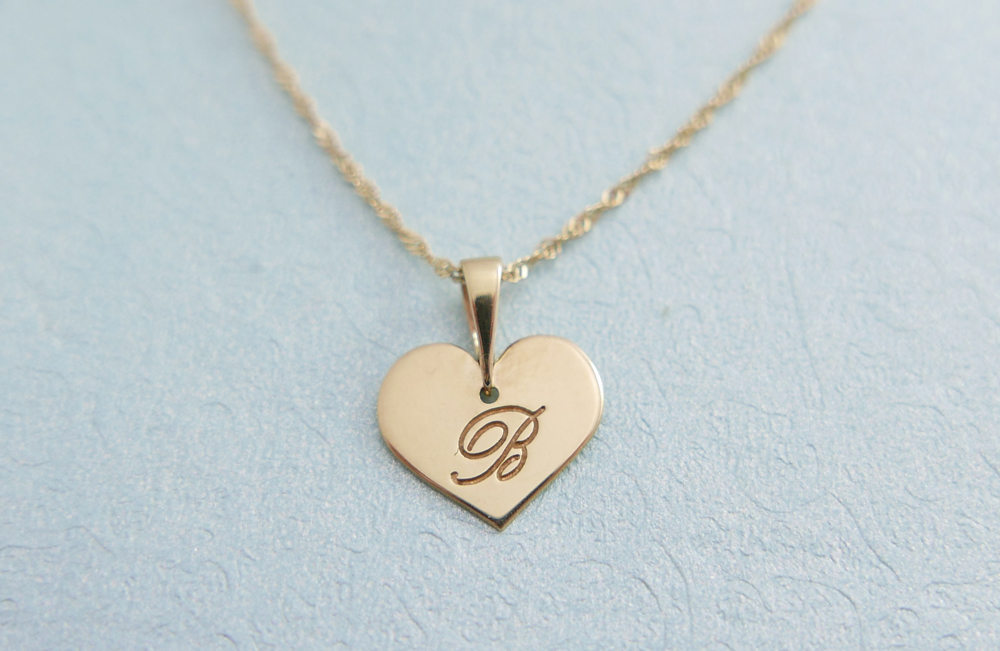 18k gold necklace. Initial pendant. Letter charm necklace.heart Personalized necklace. Gold pendant necklace. initial necklace.Gift ideas