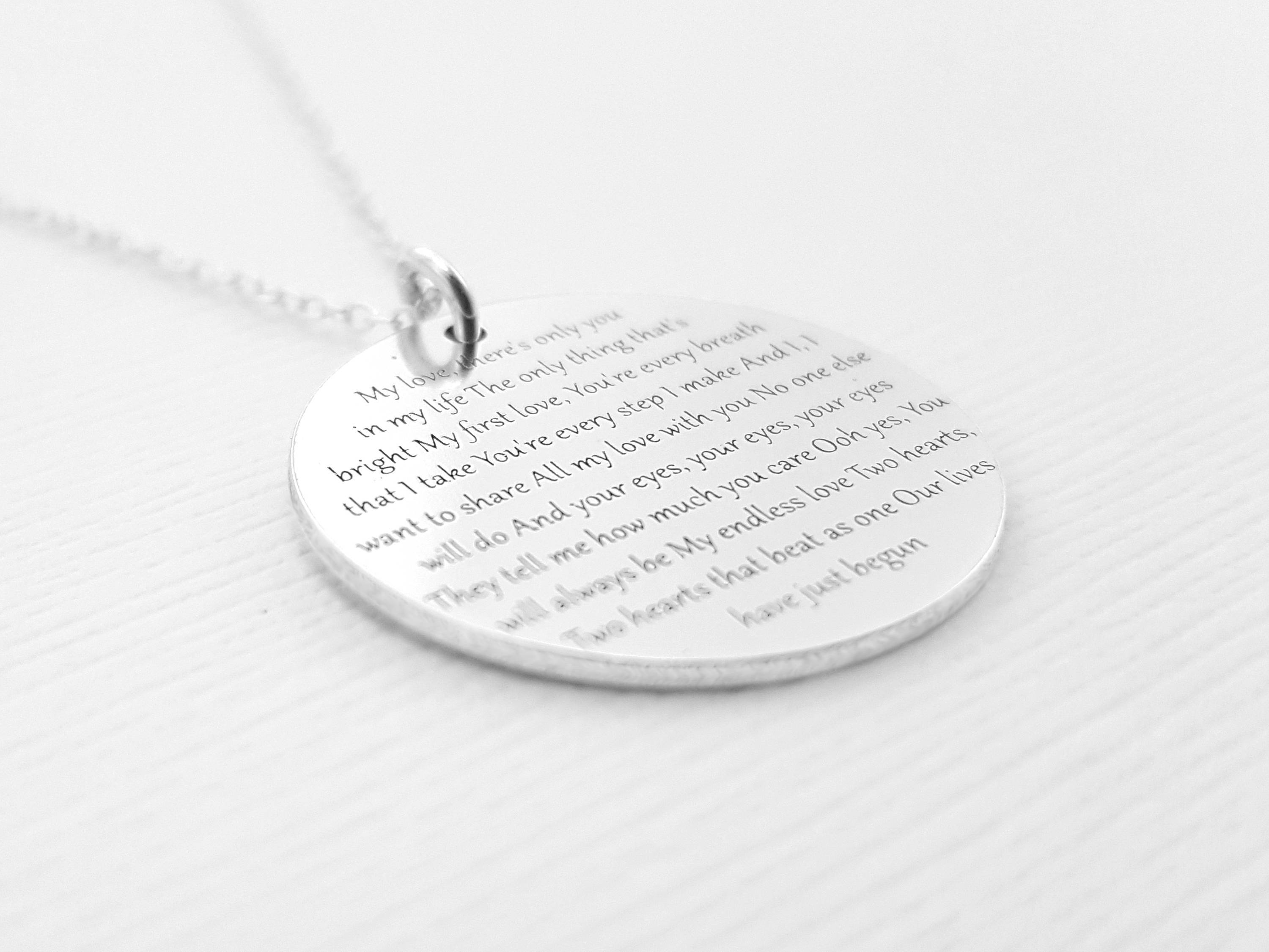 2nd Anniversary Gift, Gift For Her, Gift For Wife, Music Lover Necklace, Custom With Any Song Or Words