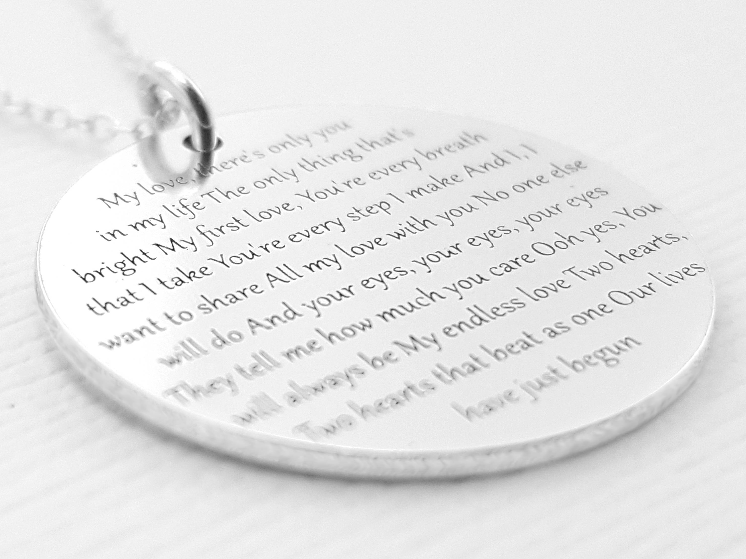 2nd Anniversary Gift, Gift For Her, Gift For Wife, Music Lover Necklace, Custom With Any Song Or Words