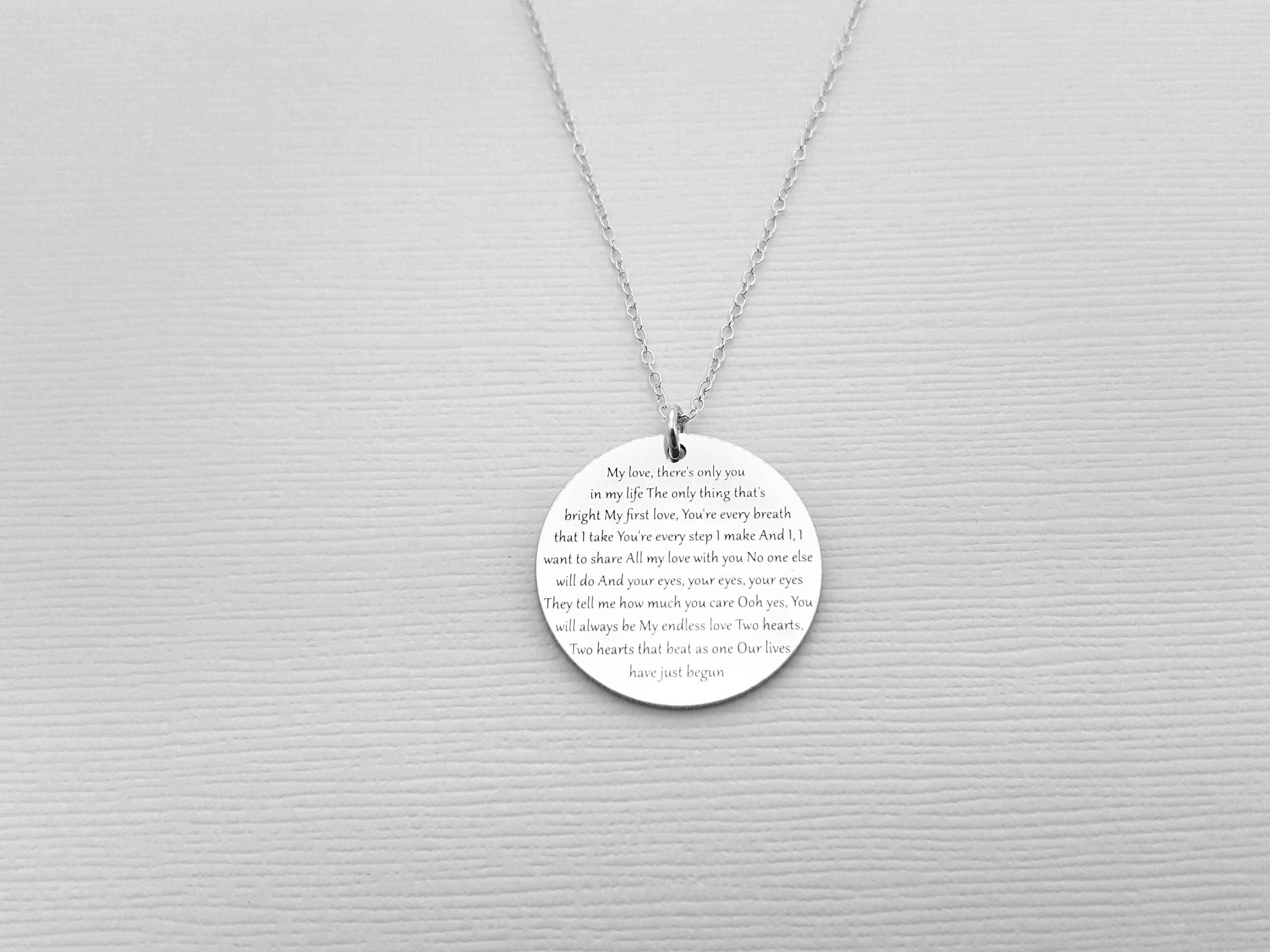 2nd Anniversary Gift, Gift For Her, Gift For Wife, Music Lover Necklace, Custom With Any Song Or Words