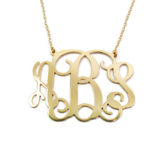 2&quot; Monogram Necklace. Personalized Sterling silver 925 Plated 18k gold. bridesmaids gift, monogram jewelry. Monogram jewelry. Personalized.