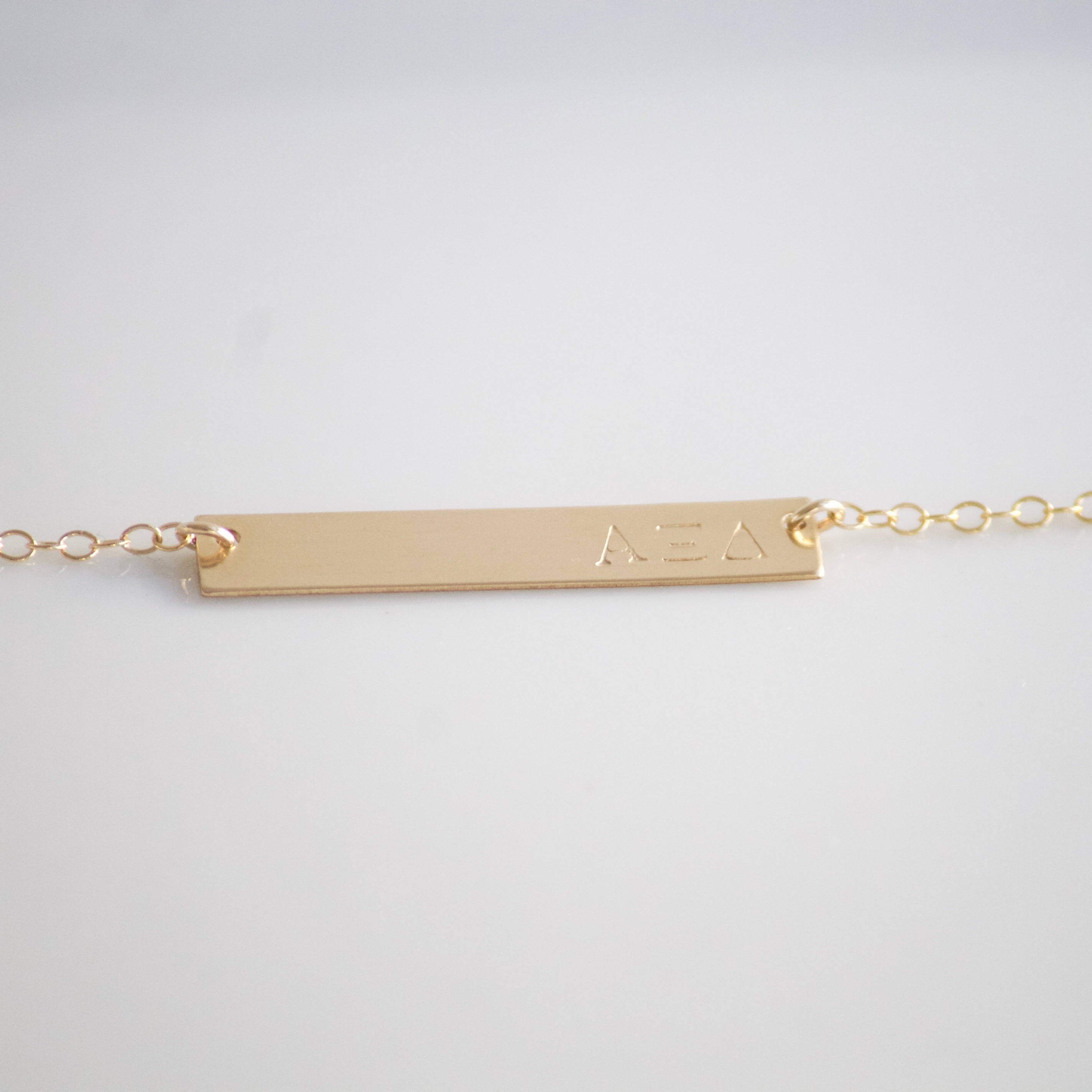 ALPHA XI DELTA Necklace / Sorority Necklace / Sorority Bar Necklace /Greek Jewelry / Sorority Jewelry / Sorority Gift / Licensed Designer