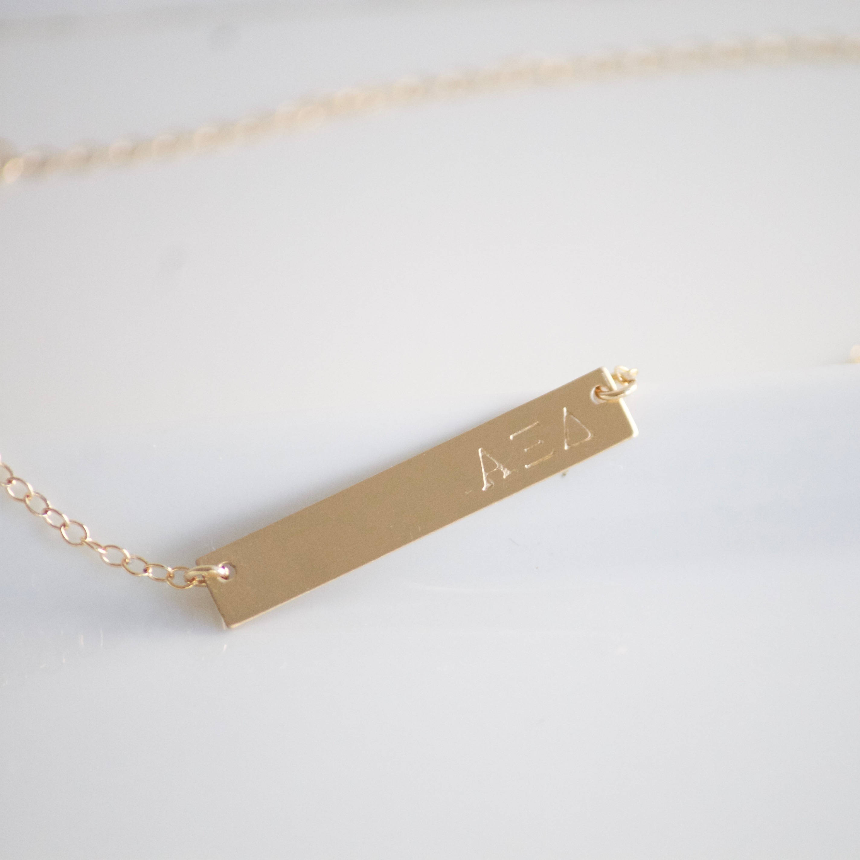 ALPHA XI DELTA Necklace / Sorority Necklace / Sorority Bar Necklace /Greek Jewelry / Sorority Jewelry / Sorority Gift / Licensed Designer