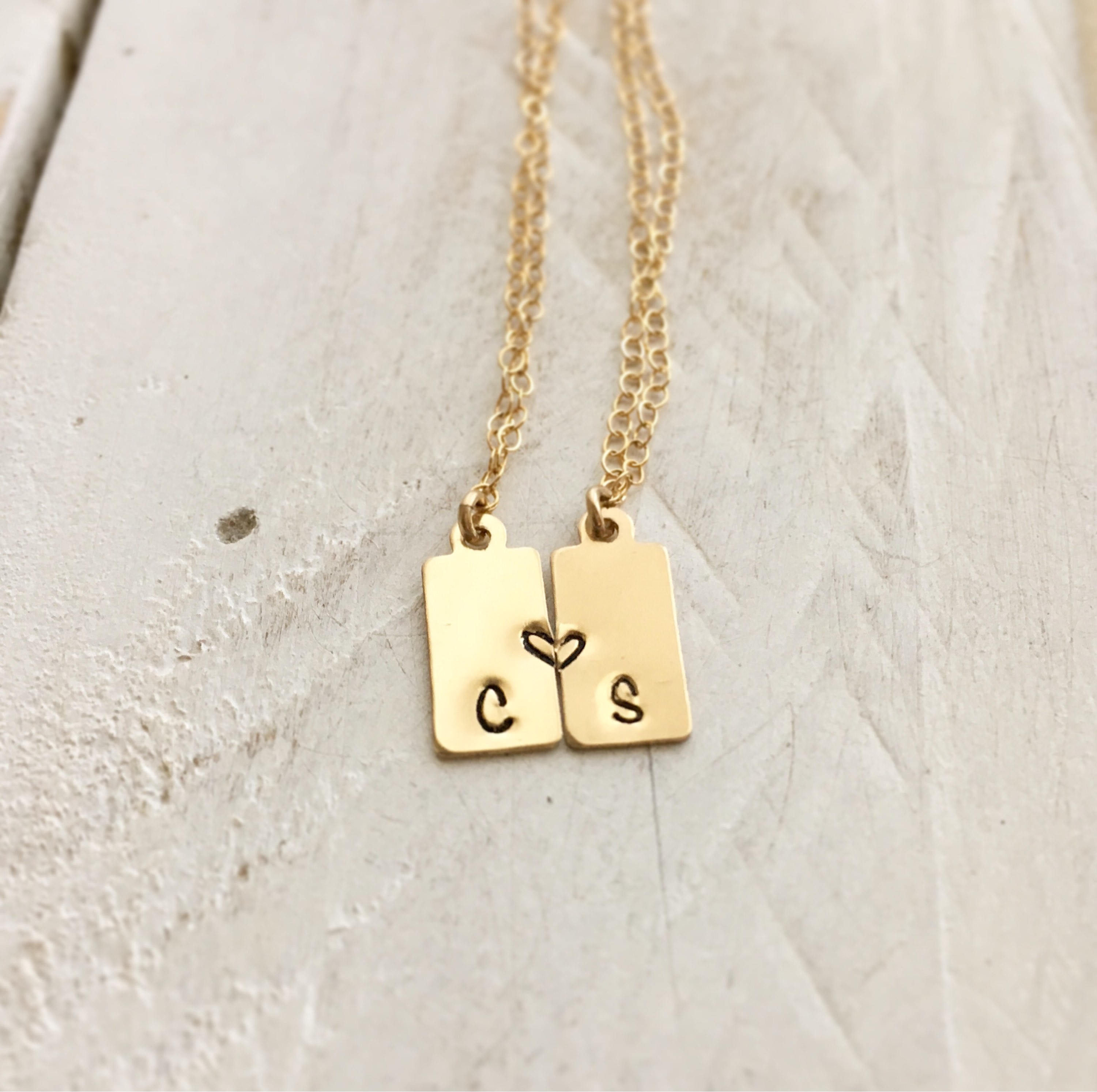 Best Friend Necklace For 2 , Matching Necklaces, Initial Necklace, Long Distance Friendship Necklace, Graduation Gift, Friendship Necklace
