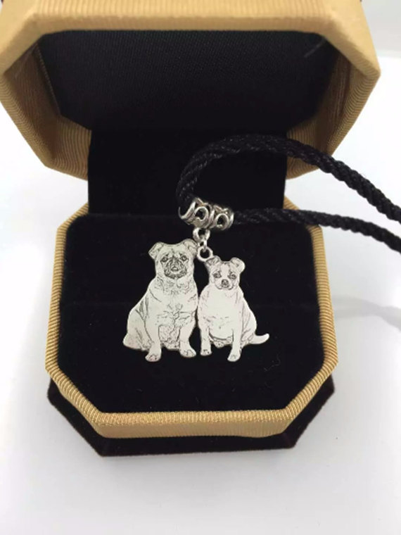 Engraved Photo Necklace, Custom Portrait Necklace, Silver Portrait Necklace, Pet Lover Necklace, Dog Portrait Necklace, Pet Portrait