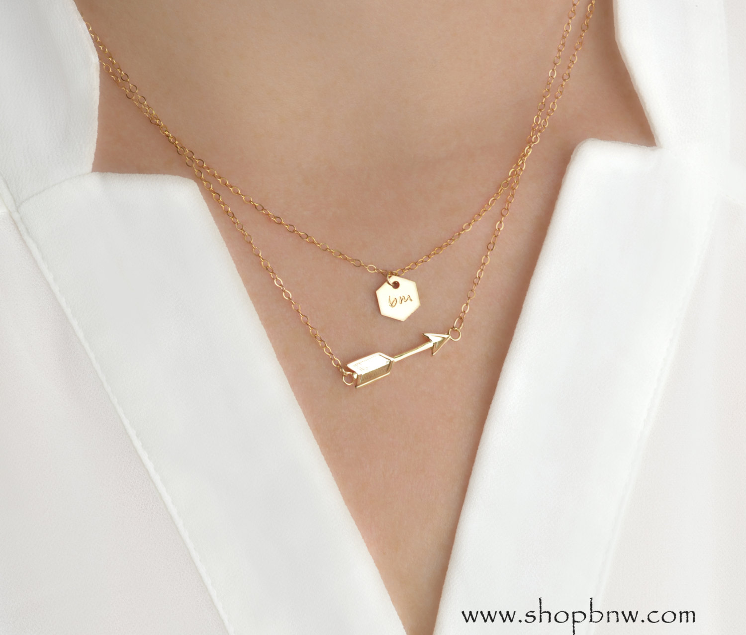 Follow Your Arrow Necklace Set / Gold, Silver, Rose Gold / Personalized Initial Necklace