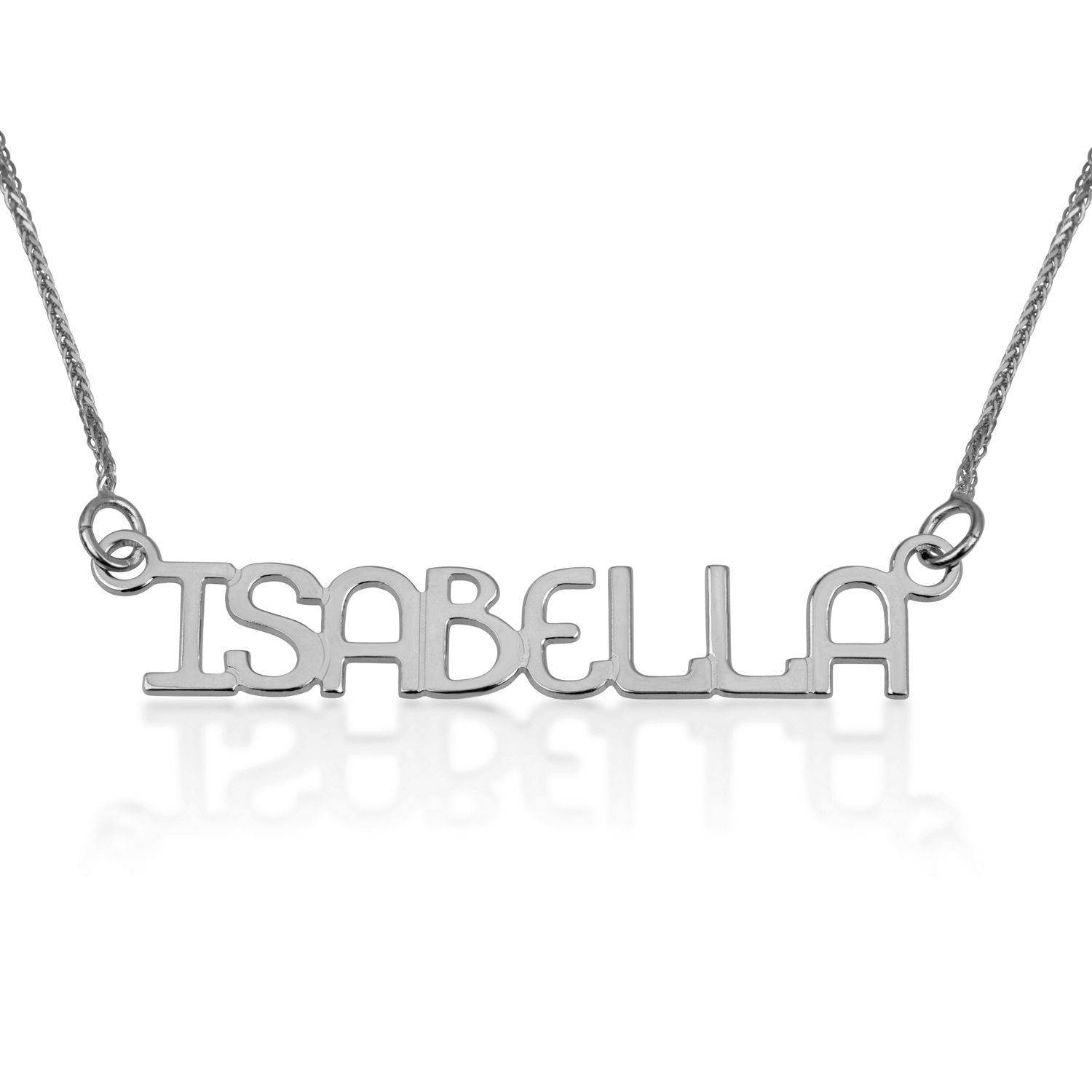 Gold Name Chain, 18k White Gold Name Necklace, Custom Gold Pendant, English Capital U Style Name Pendant Necklace, Personalized Jewelry