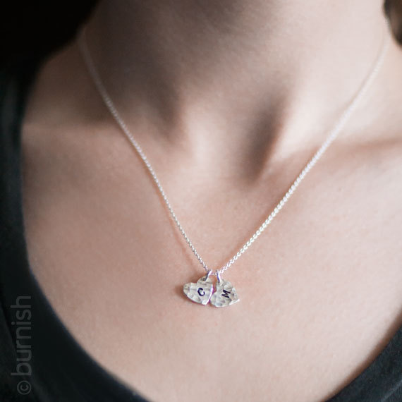 Heart Mommy Necklace, Custom Hand Stamped Necklace Jewelry, Personalized Gift for Mom, Jewelry for Grandma, Mom Gift, Initial Necklace