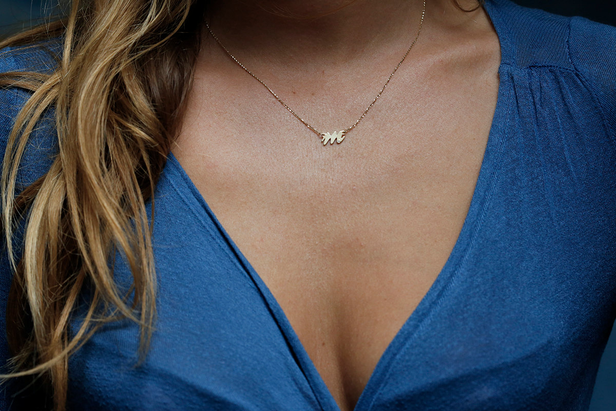 Mother Initial Necklace, Gold Initial Necklace, Tiny Initial Necklace, Diamond Initial Necklace, Tiny Monogram necklace, 18k SOLID GOLD