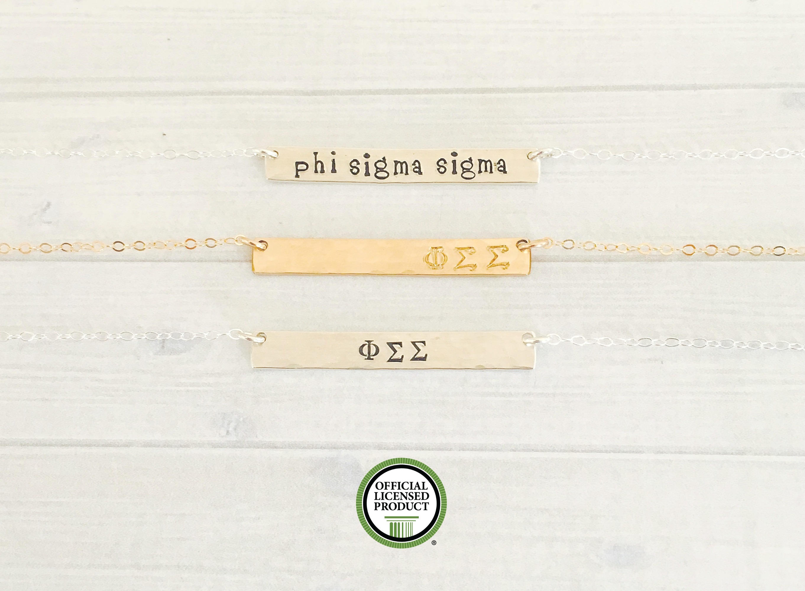 PHI SIGMA SIGMA Necklace - Phi Sigma Sigma Jewelry - Phi Sig Necklace - Sorority Bar Necklace - Sorority Jewelry - Big Little Gift