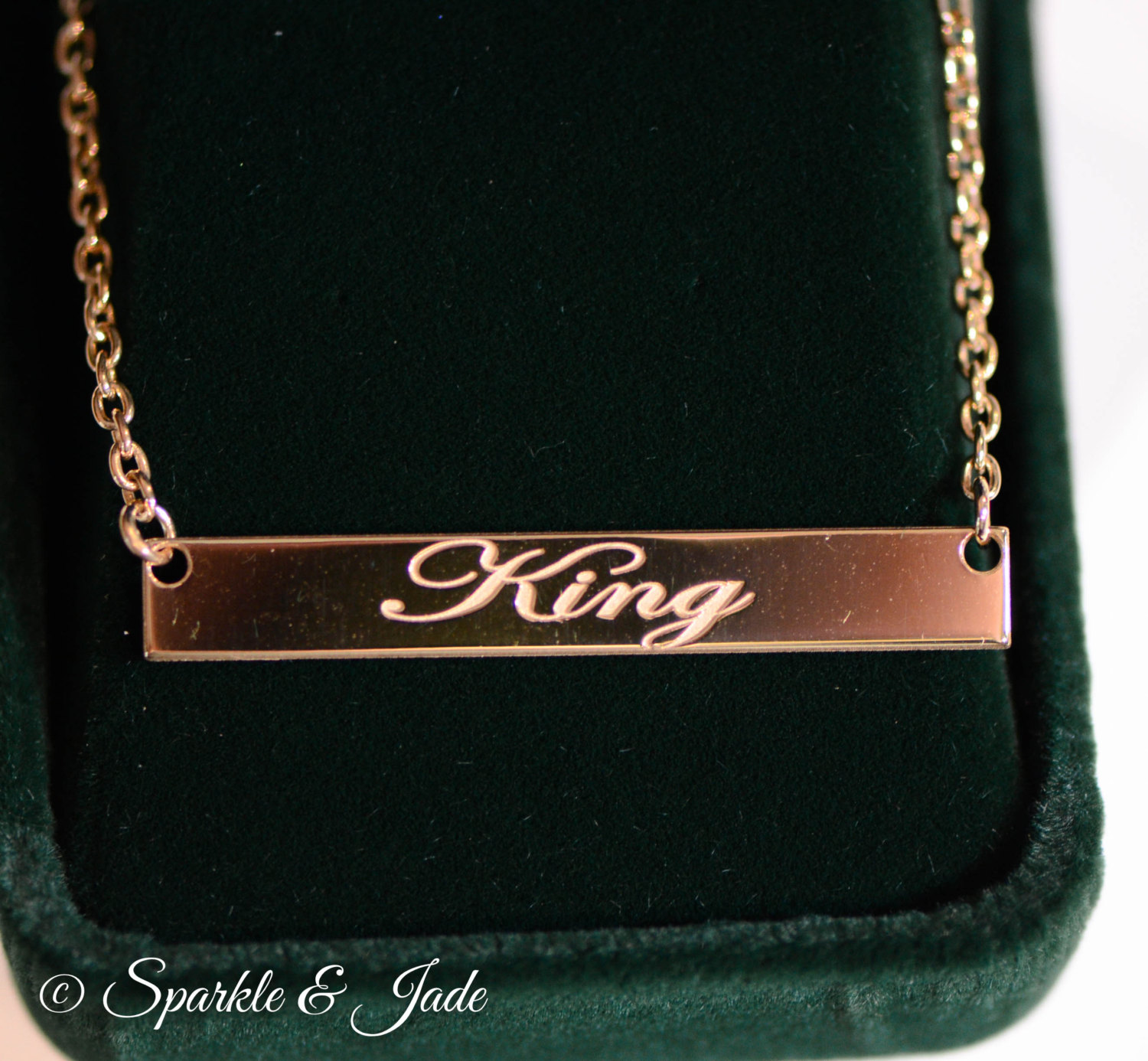 Personalized Engraved Bar Pendant Necklaces - 3 Sizes - 10k or 18k White Yellow Gold or Sterling Silver