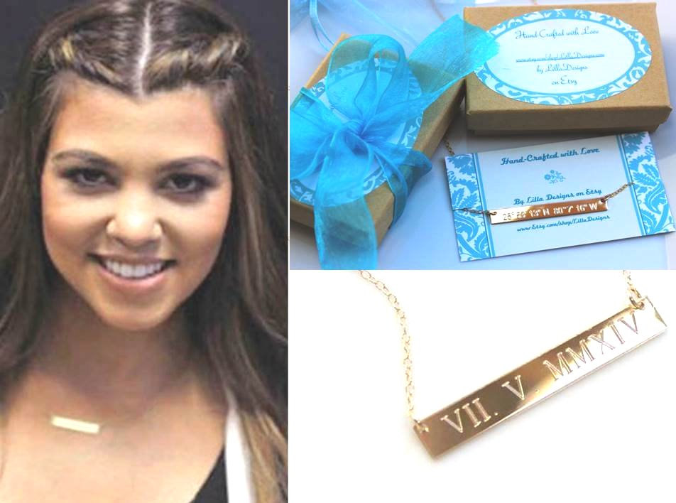 Personalized Gold Bar Necklace Nameplate - Engraved Custom Necklace Horizontal Bar necklace - Monogram name sterling Silver Celebrity Style