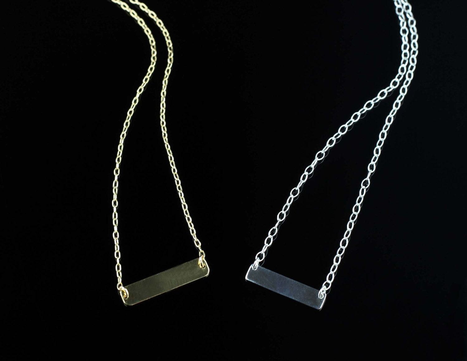 Personalized Gold Bar Necklace, Silver and Gold Bar Necklace, Silver Bar Necklace Gift, Initial Bar Necklace, Gold Bar Necklace, Friend Gift