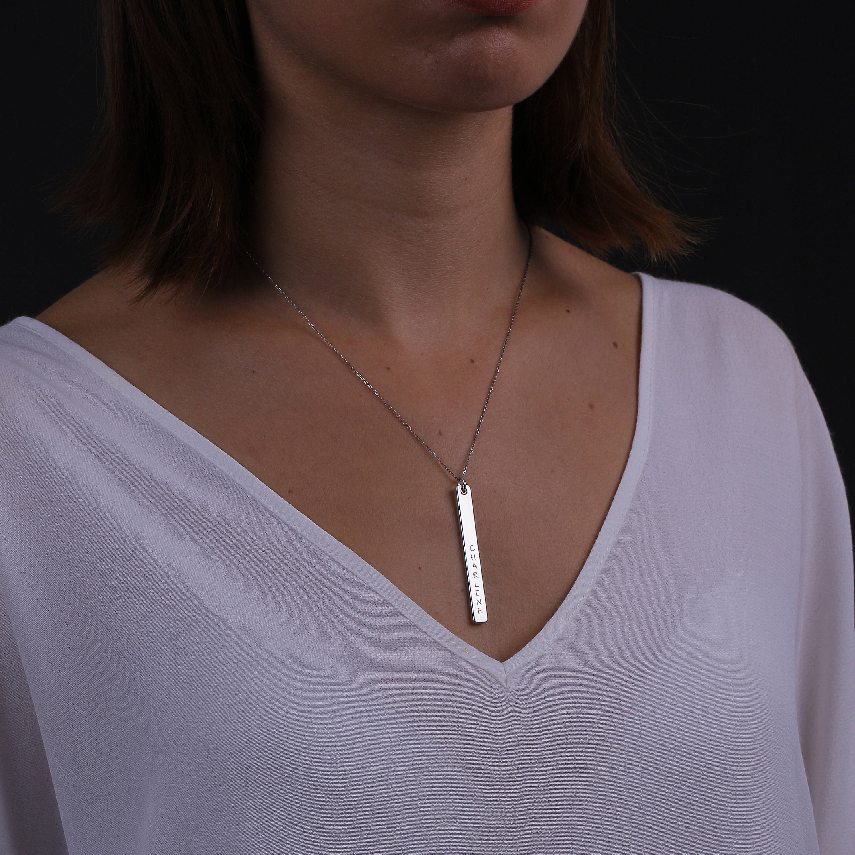 Personalized Name Bar Necklace, Custom Necklace, Letter Necklace, Silver Necklace, Gold, Rose, Gift