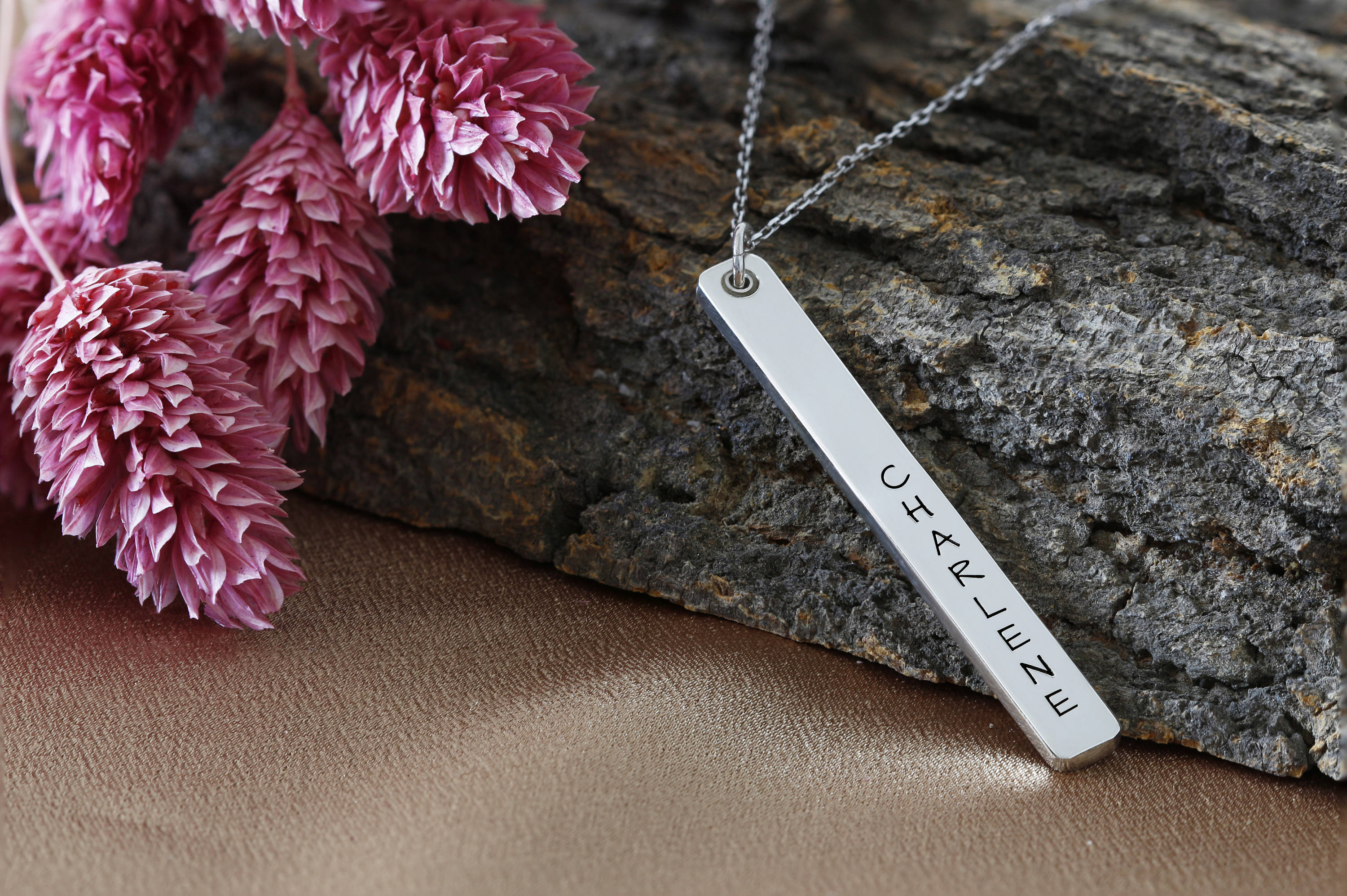 Personalized Name Bar Necklace, Custom Necklace, Letter Necklace, Silver Necklace, Gold, Rose, Gift