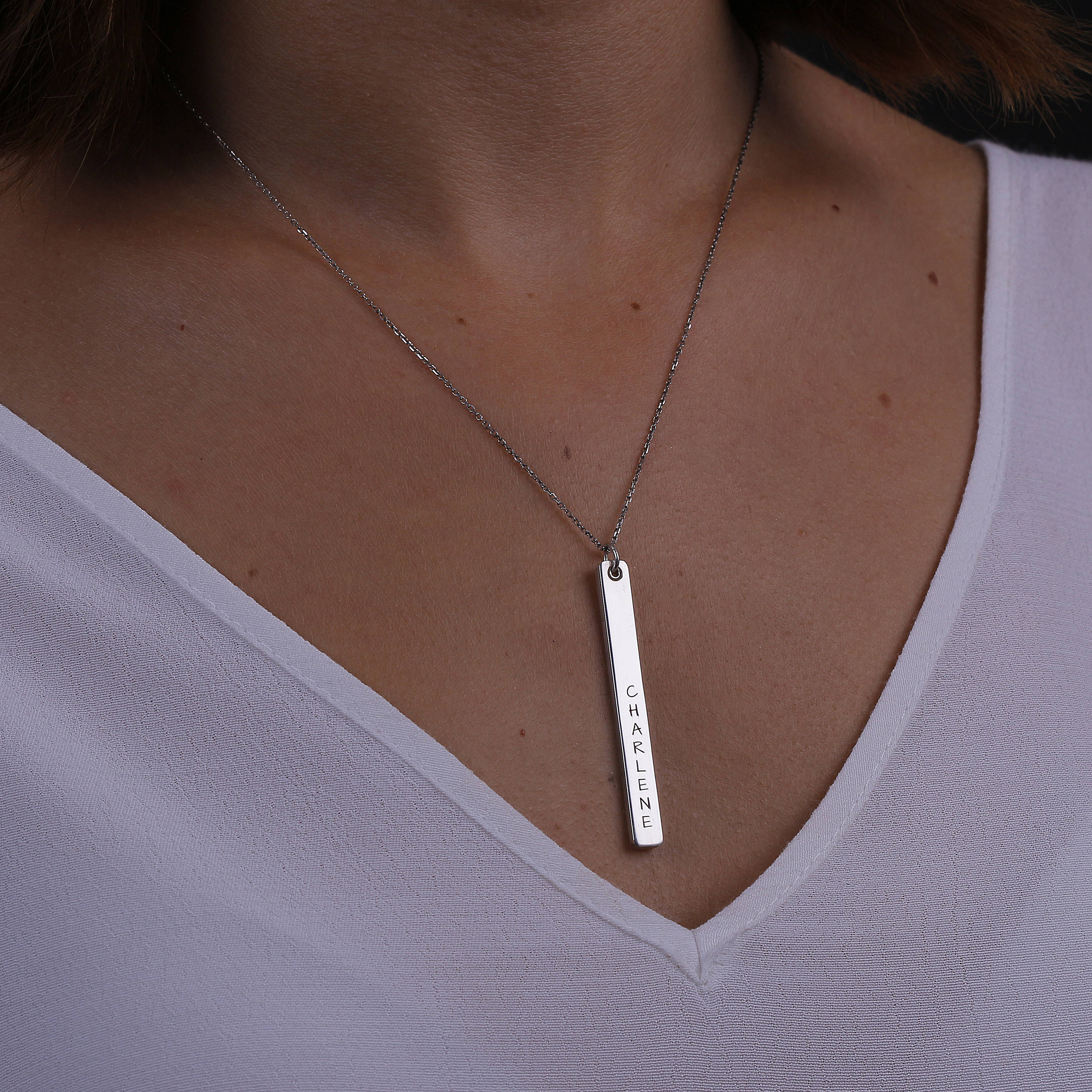 Personalized Name Bar Necklace, Custom Necklace, Letter Necklace, Silver Necklace, Gold, Rose, Gift