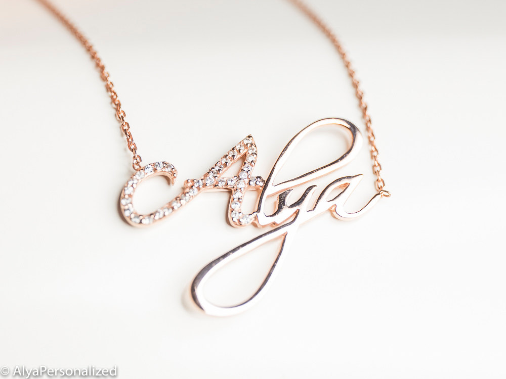 Personalized Name Necklace - Personalized Jewelry - Rose Gold Name Necklace - Custom Name Plate Necklace - Personalized Bridesmaids Gifts