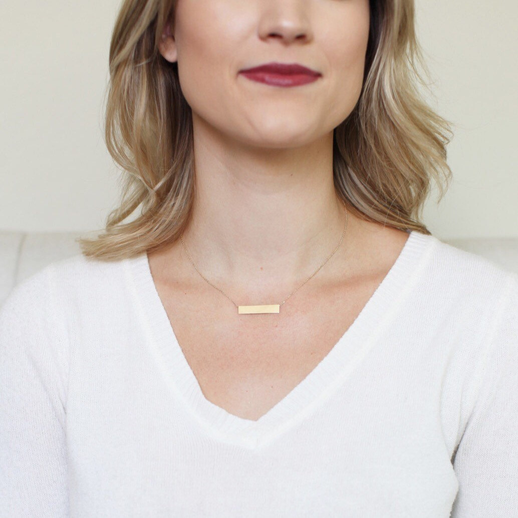 SOLID GOLD BAR necklace // 18k gold bar necklace // solid 18k gold necklace // solid 18k rose gold necklace // solid white gold bar necklace
